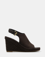 Xandria Espresso Leather Espadrille Wedge 