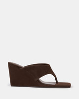 Perri Espresso Suede Leather Wedge Thong 