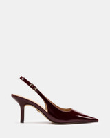 Leia Berry Crinkle Patent Leather Slingback 