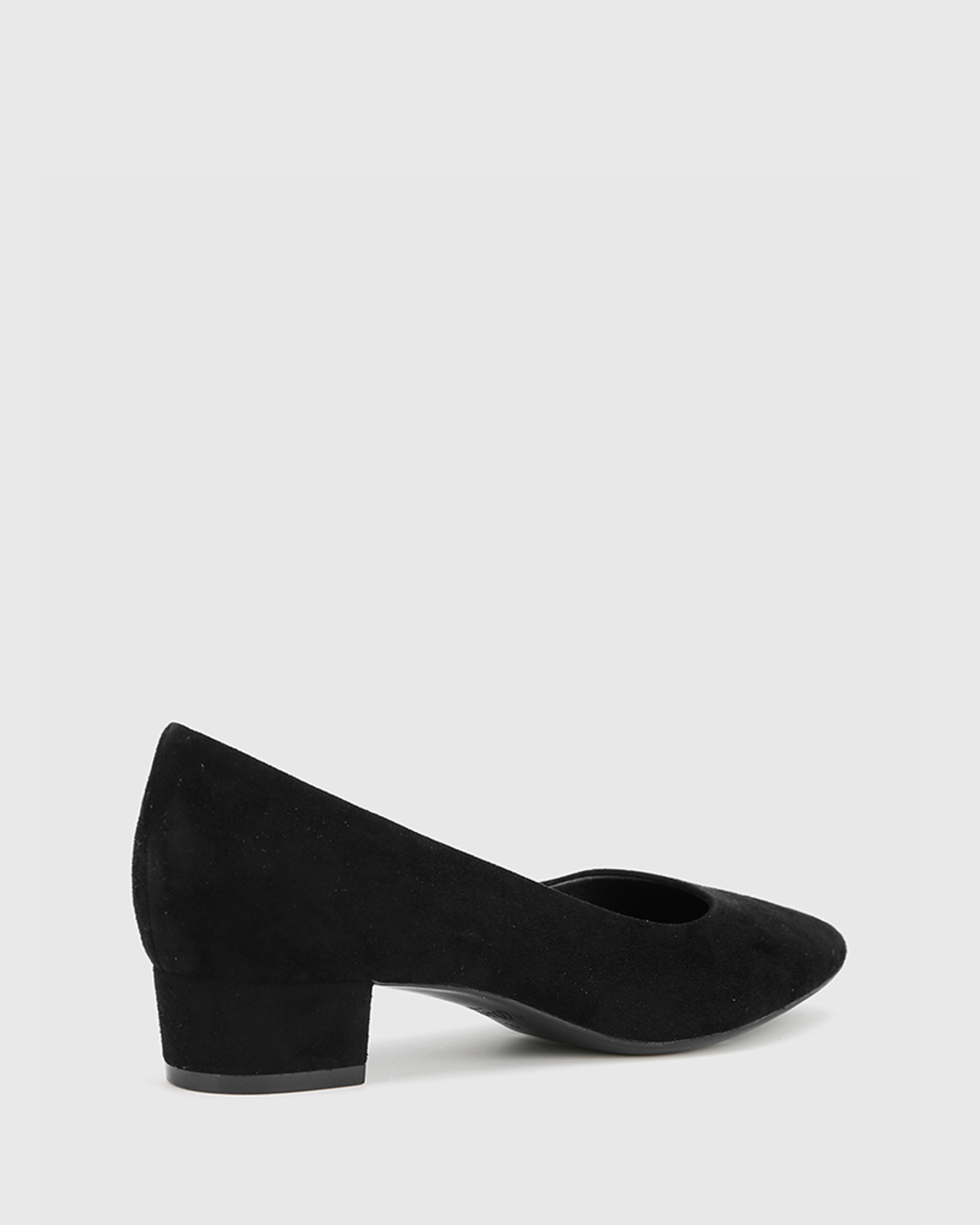 Armin Black Suede Pointed Toe Low Block Heel