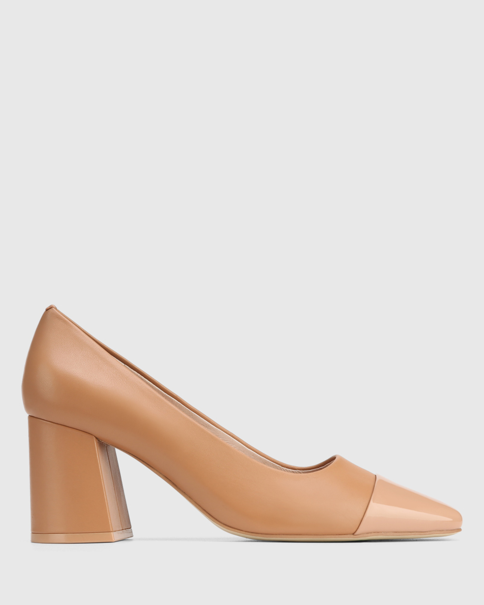 Likitha Sunkissed Tan Leather With Patent Toe Pump