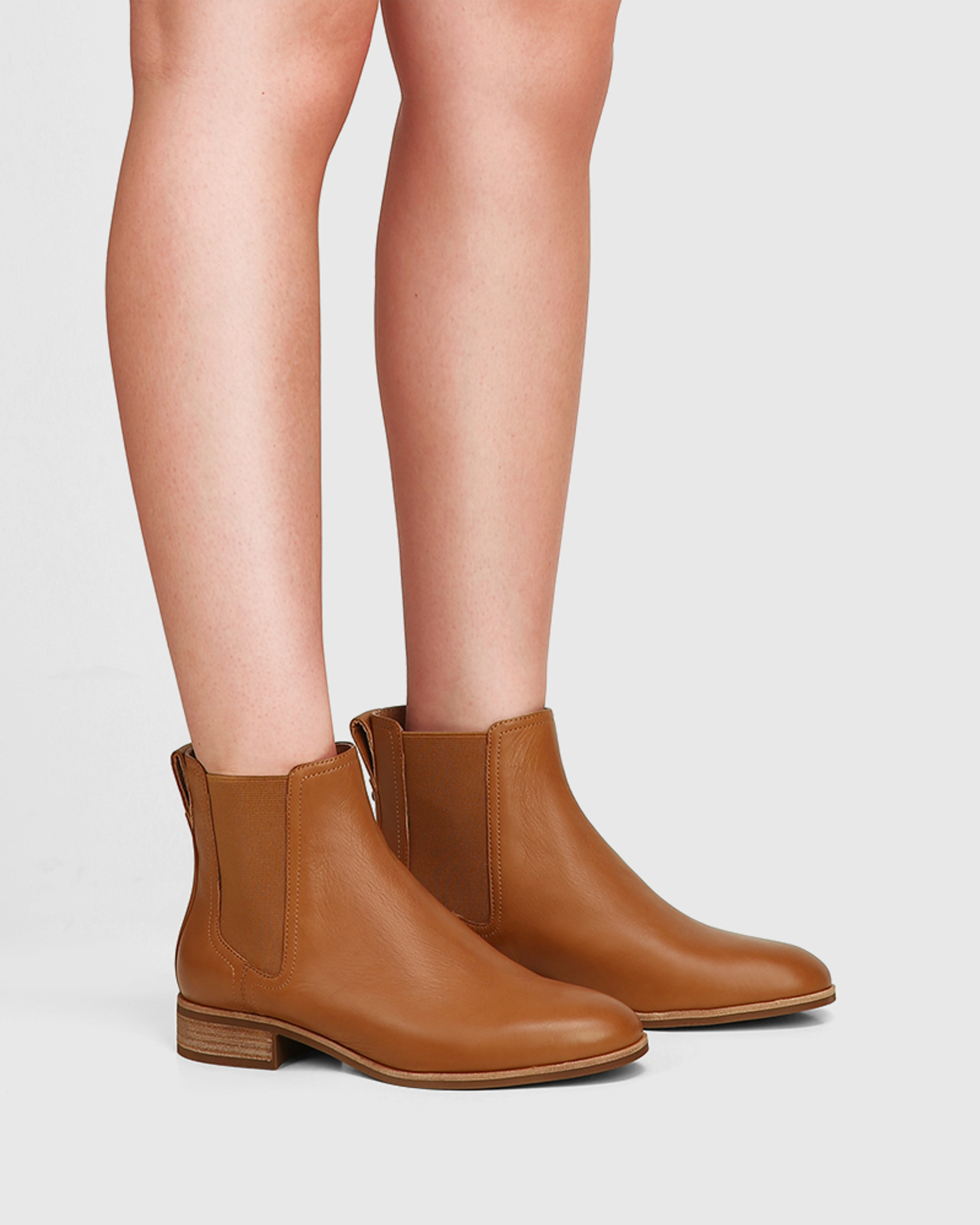 Chillie Dark Cognac Leather Ankle Boot