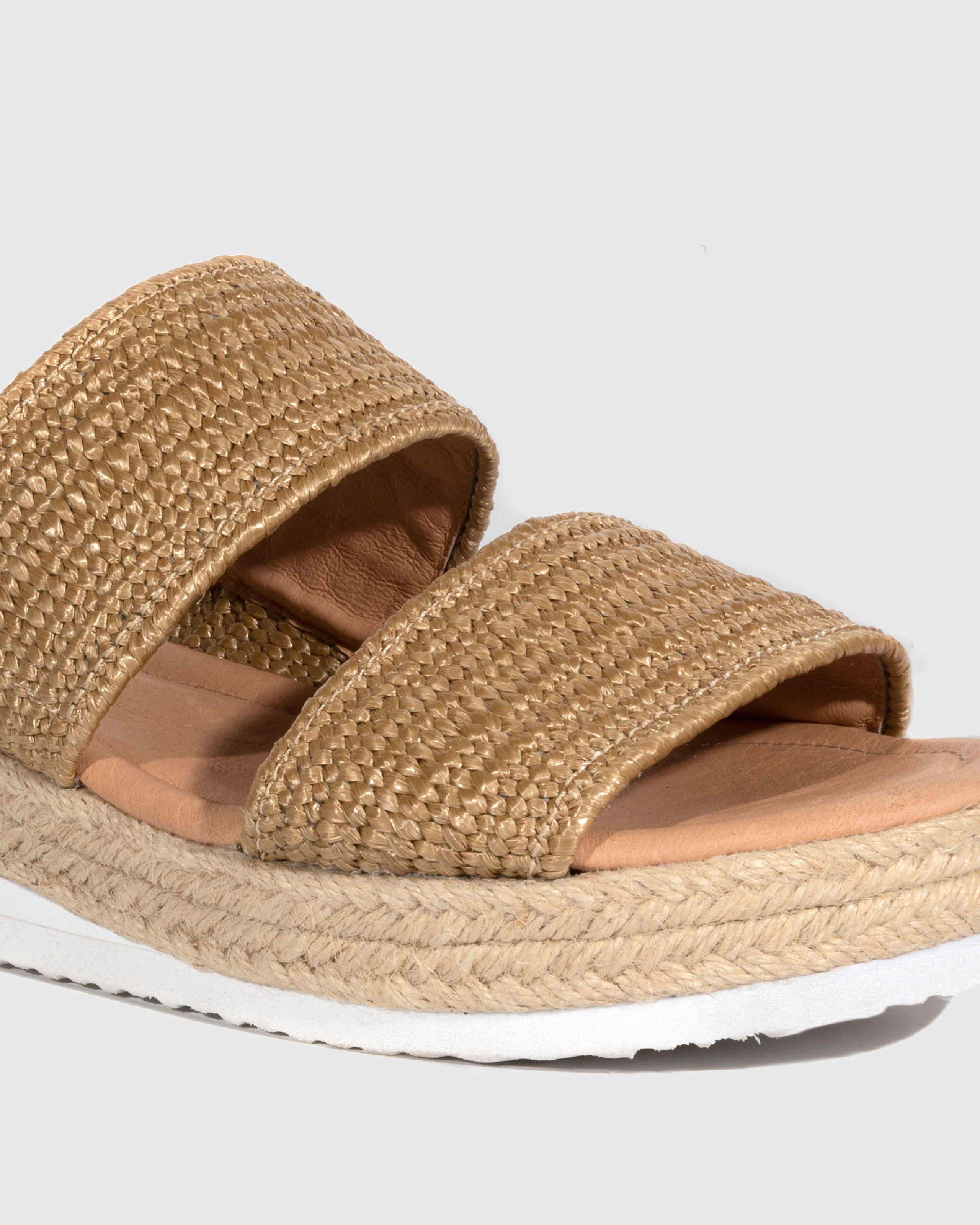 Duty Natural Textured Elastic Flatform Slide