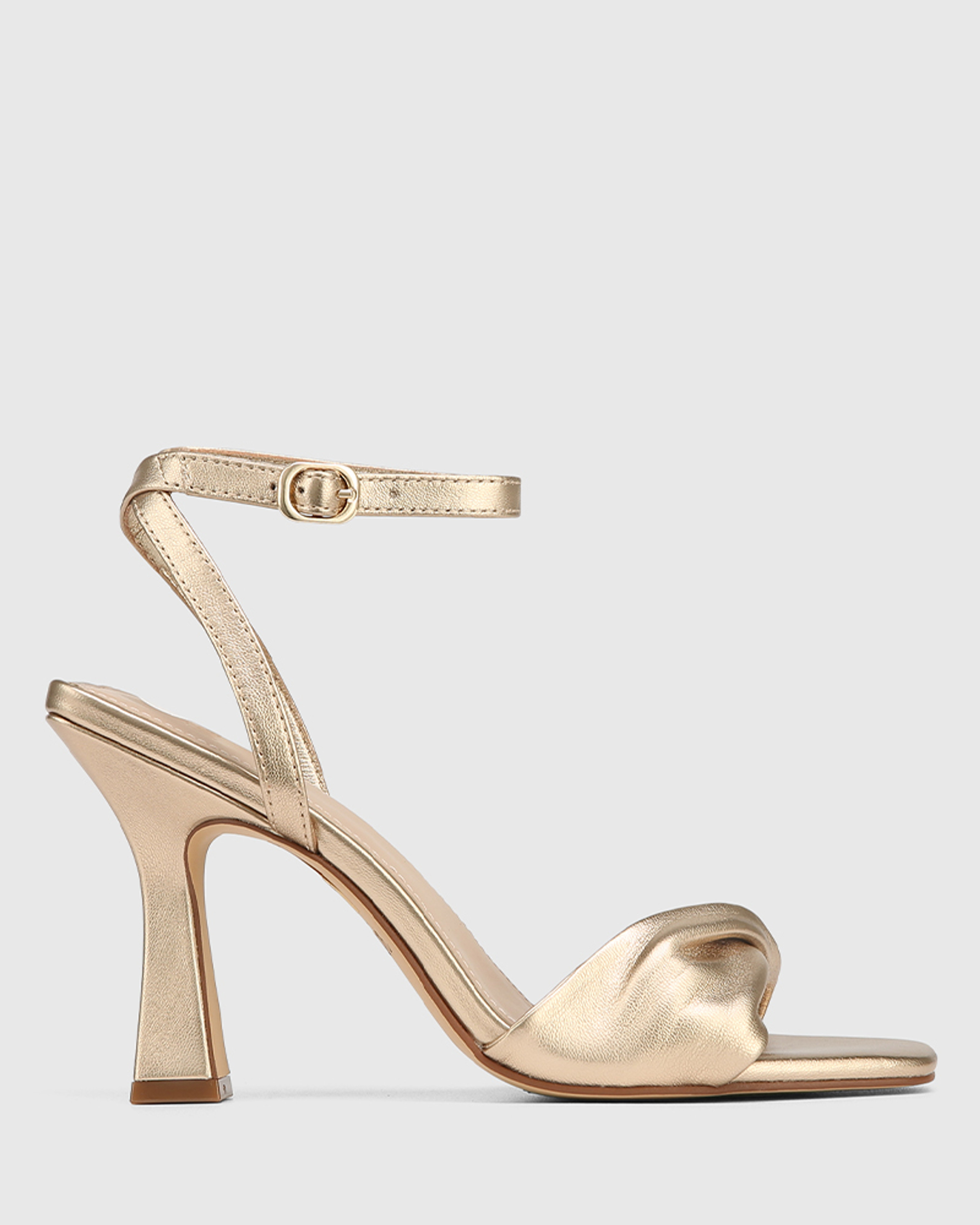 Tinker Champagne Metallic Leather Ankle Strap Sandal