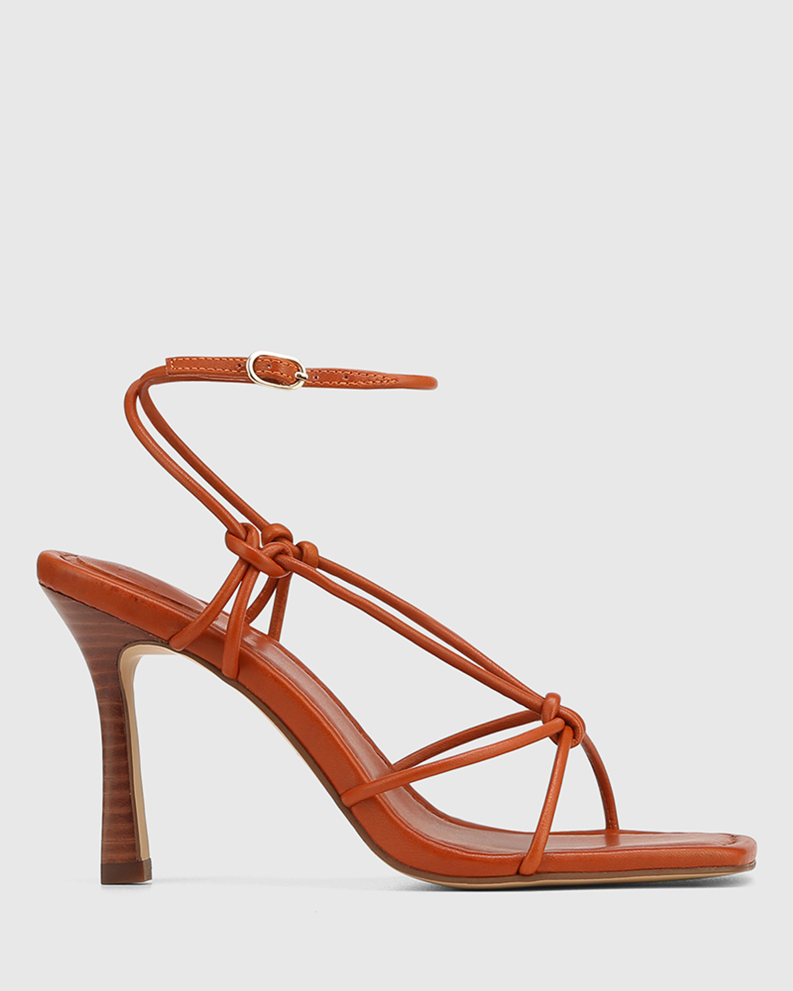 Ranita Burnt Tan Leather Stiletto Heel Sandal