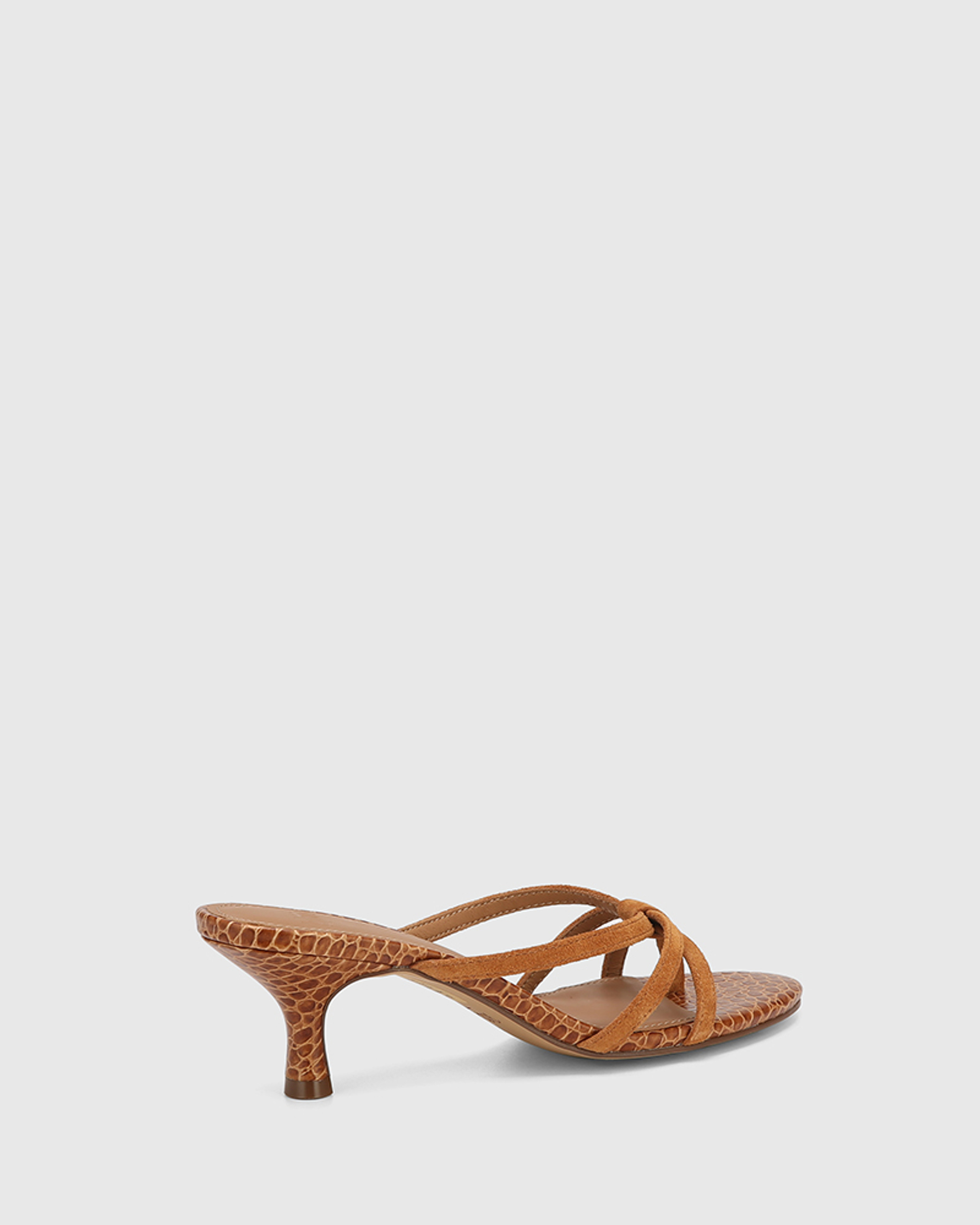 Katalina Amber Tan Suede Kitten Heel Sandal