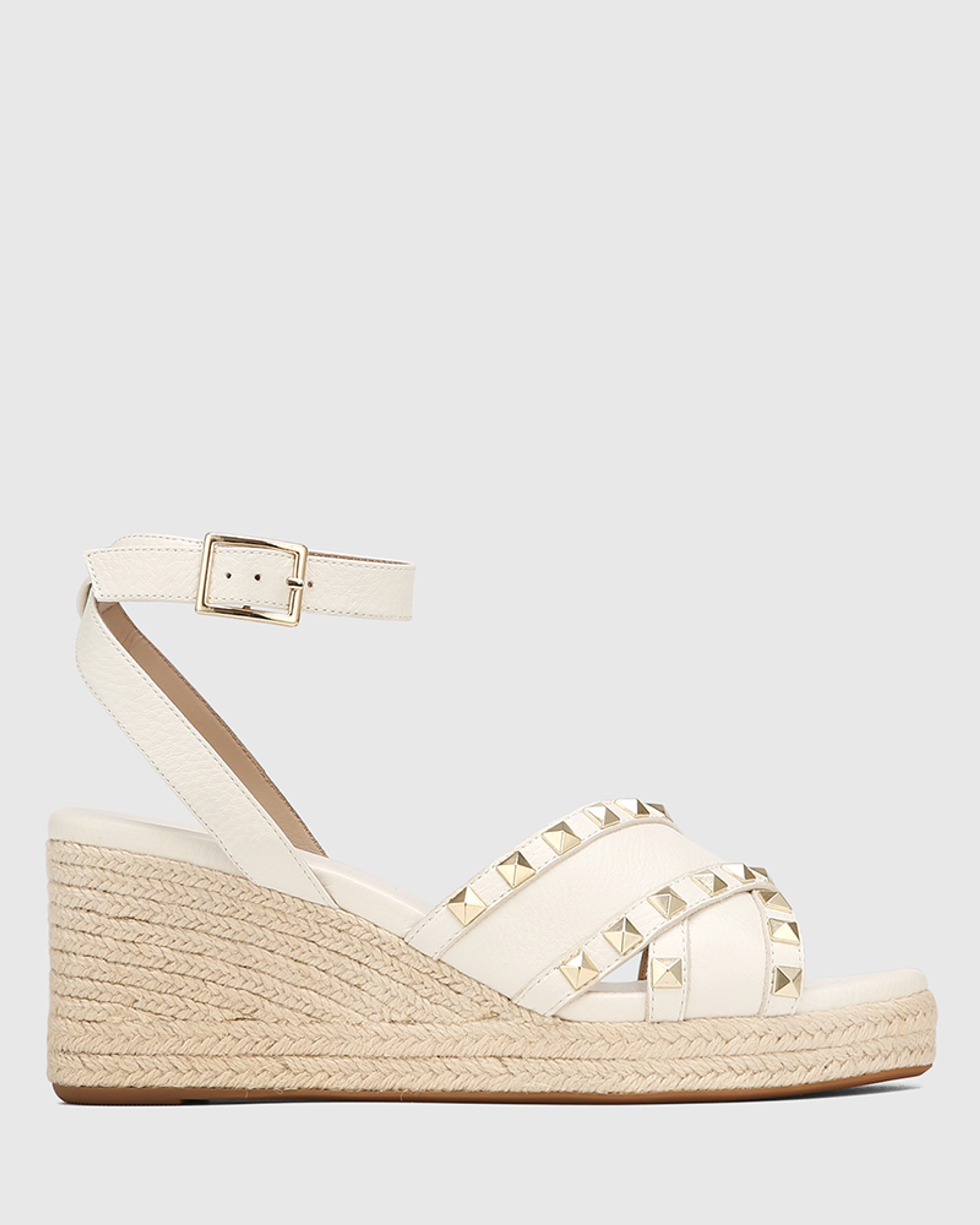 Narelle Optic White Leather Espadrille Wedge Sandal 