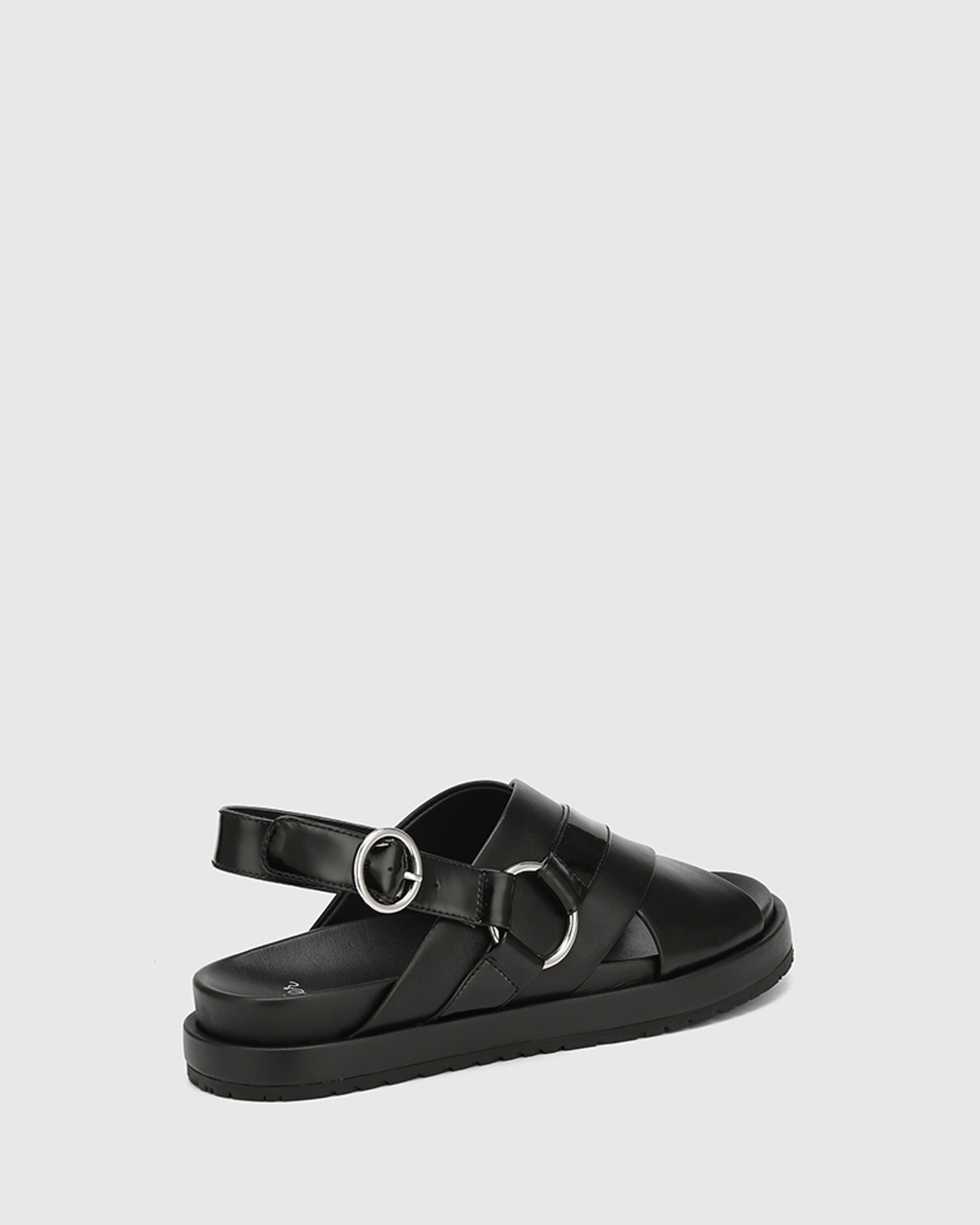 Brigid Black Leather Flatform Sandal