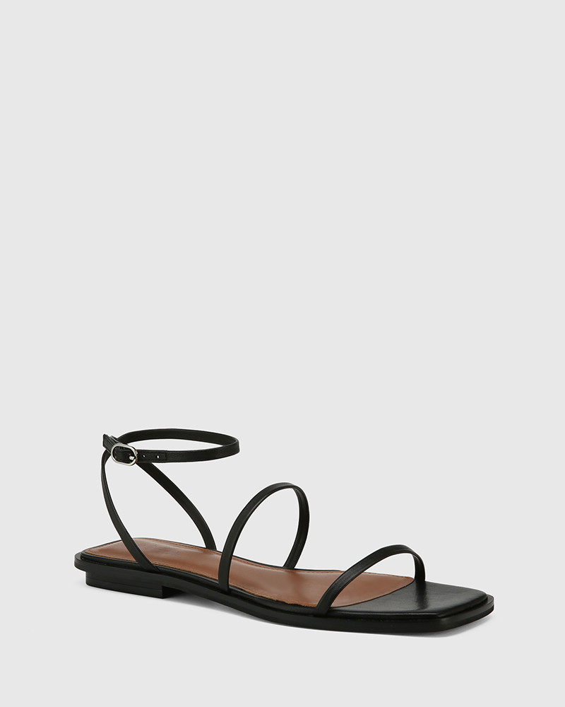 flat black strappy sandals