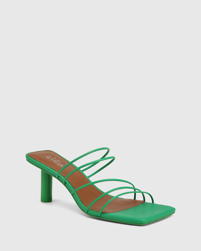 Klaire Green Leather Strappy Square Toe 