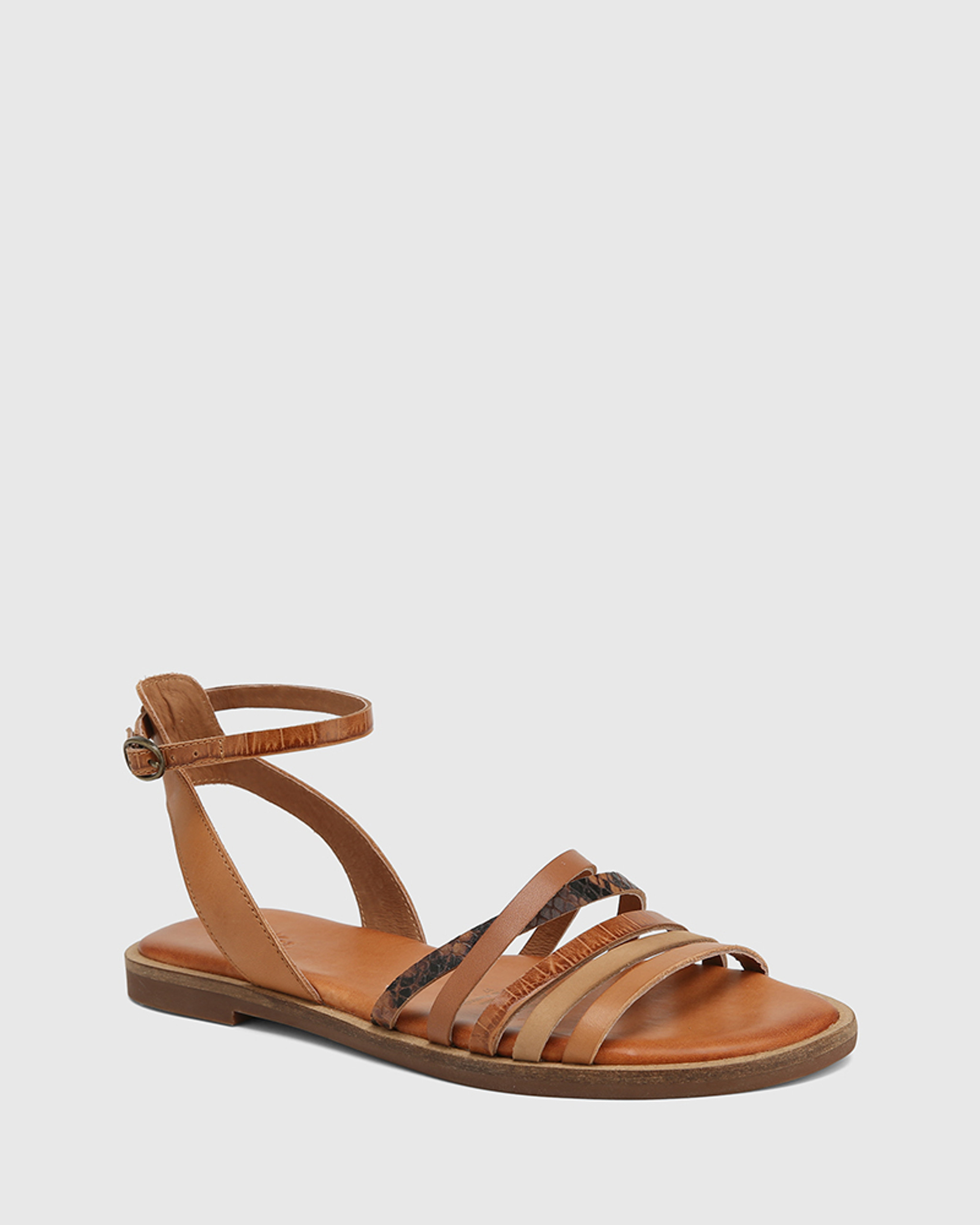 tan flat strappy sandals