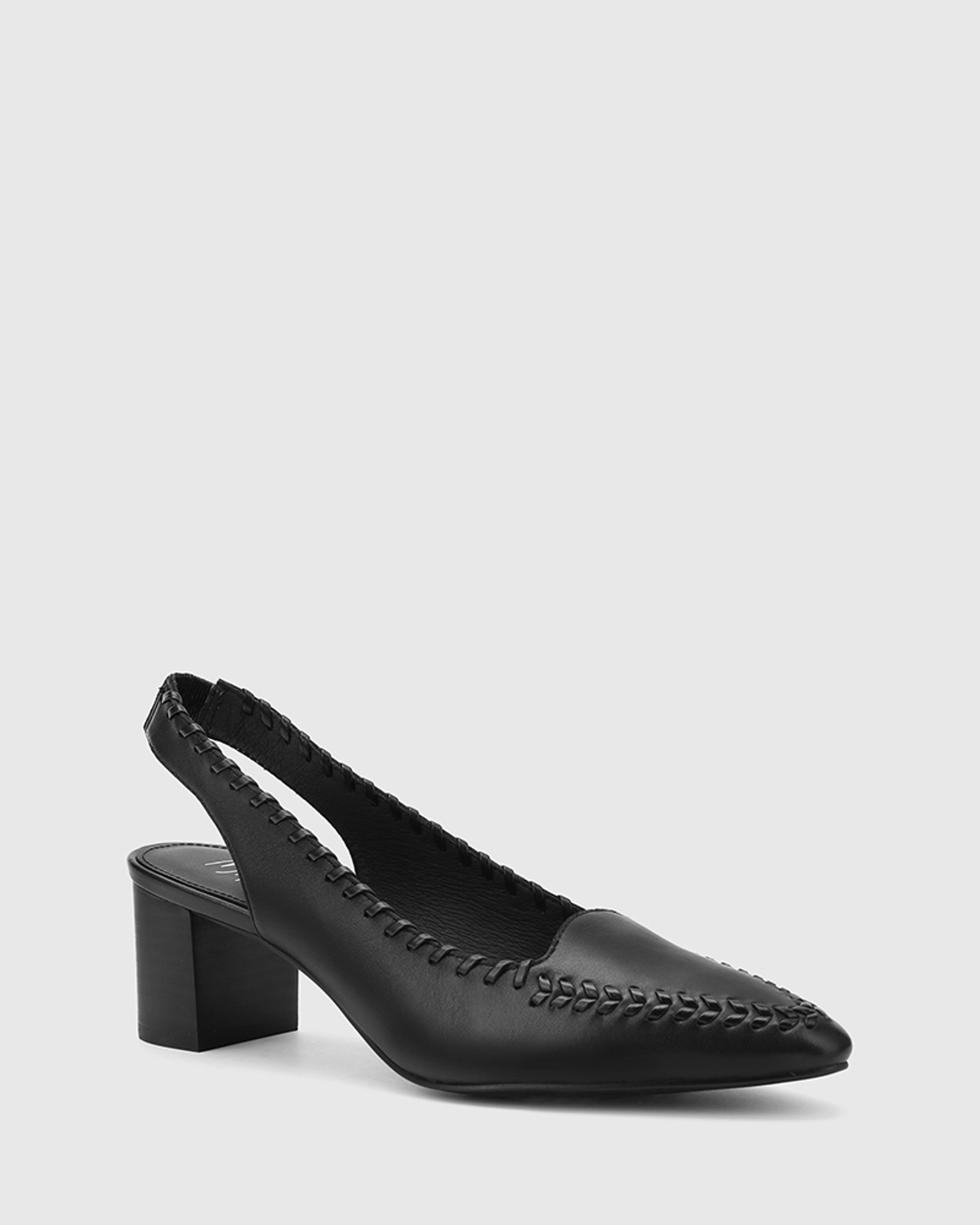 black leather slingback heels