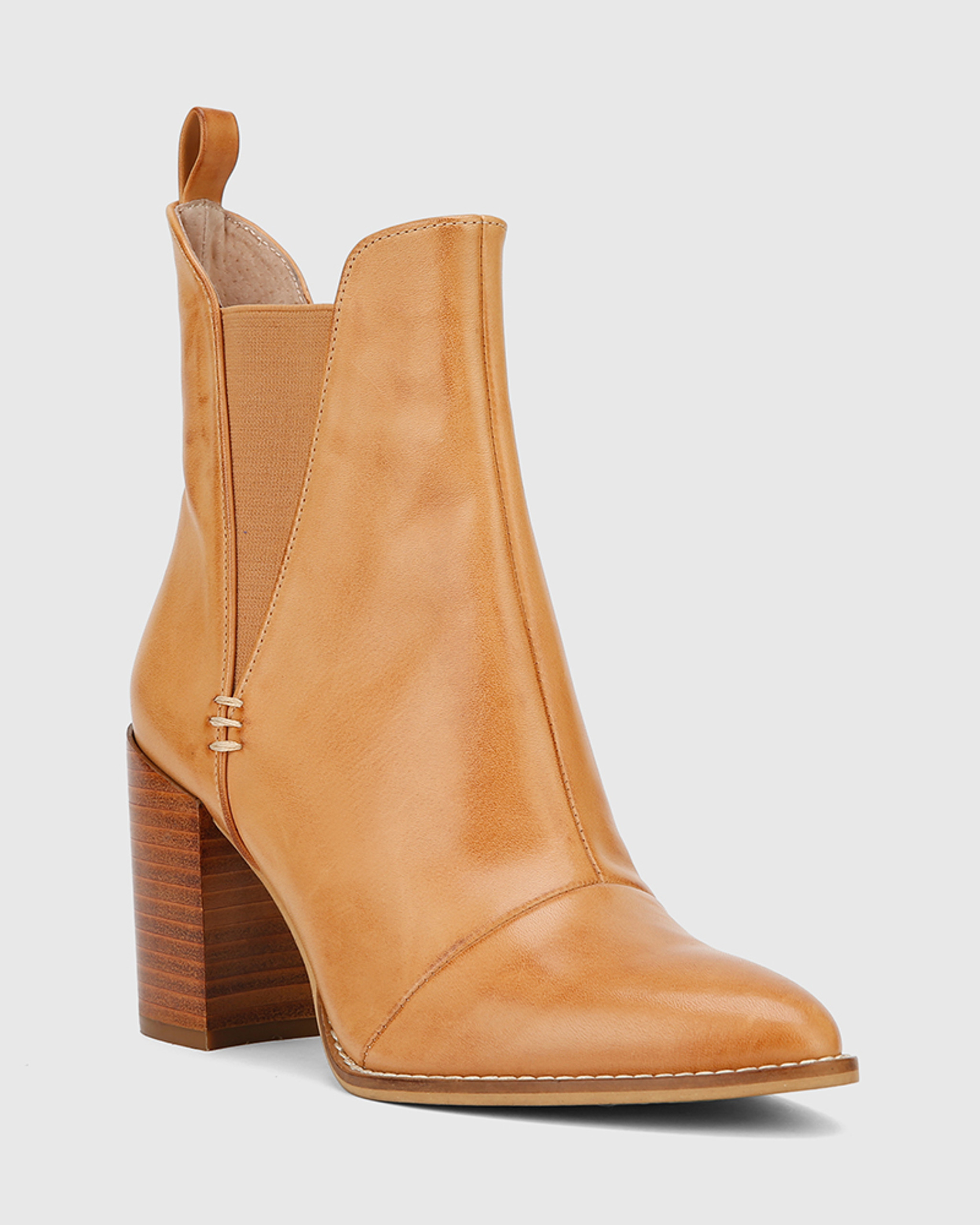 Perdita Tan Leather Block Heel Long Boot