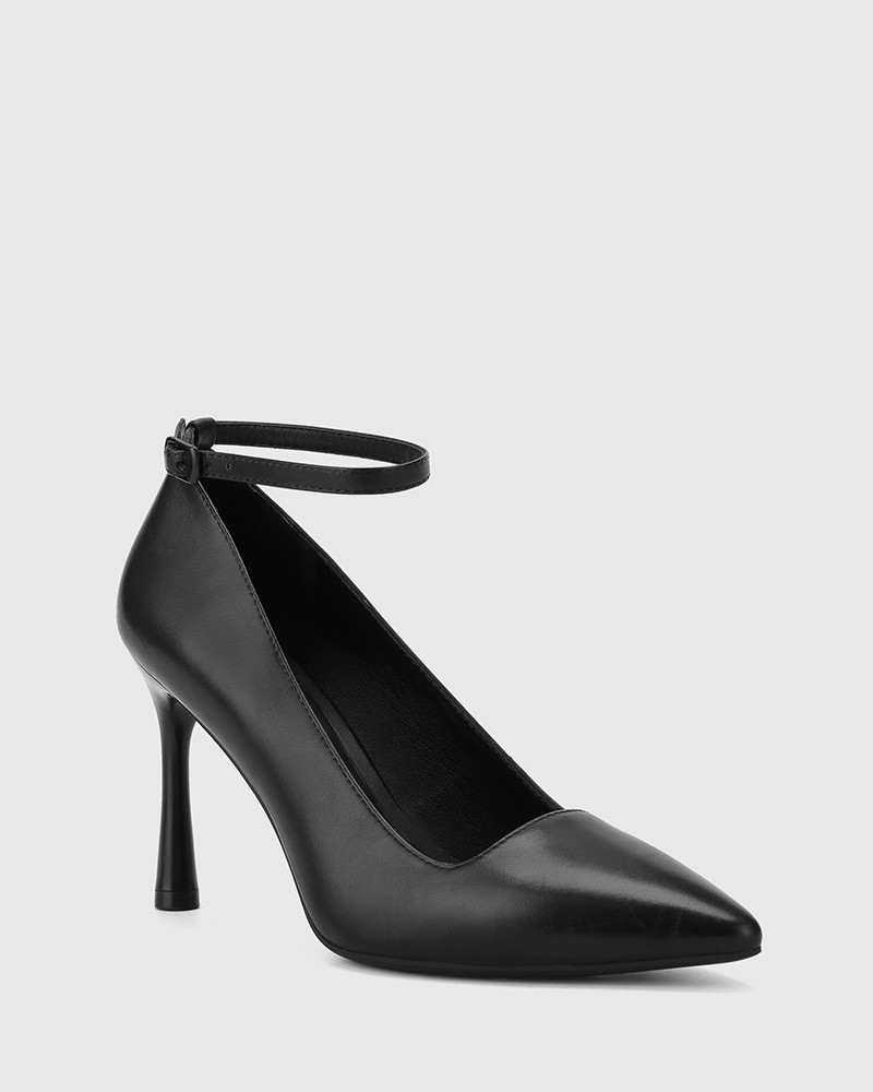 Halba Black Leather Ankle Strap 