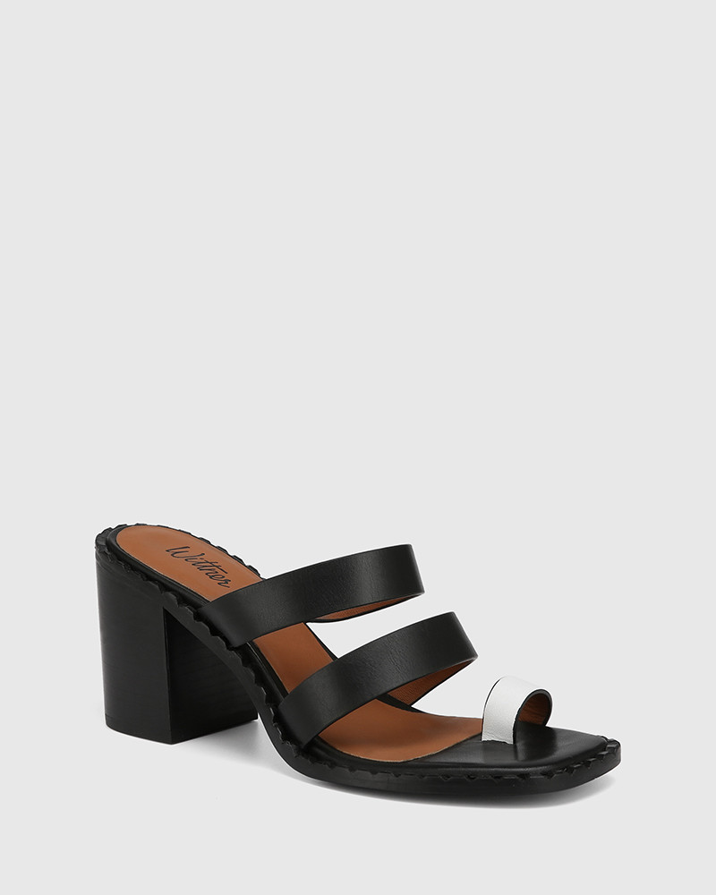 White Leather Block Heel Sandal