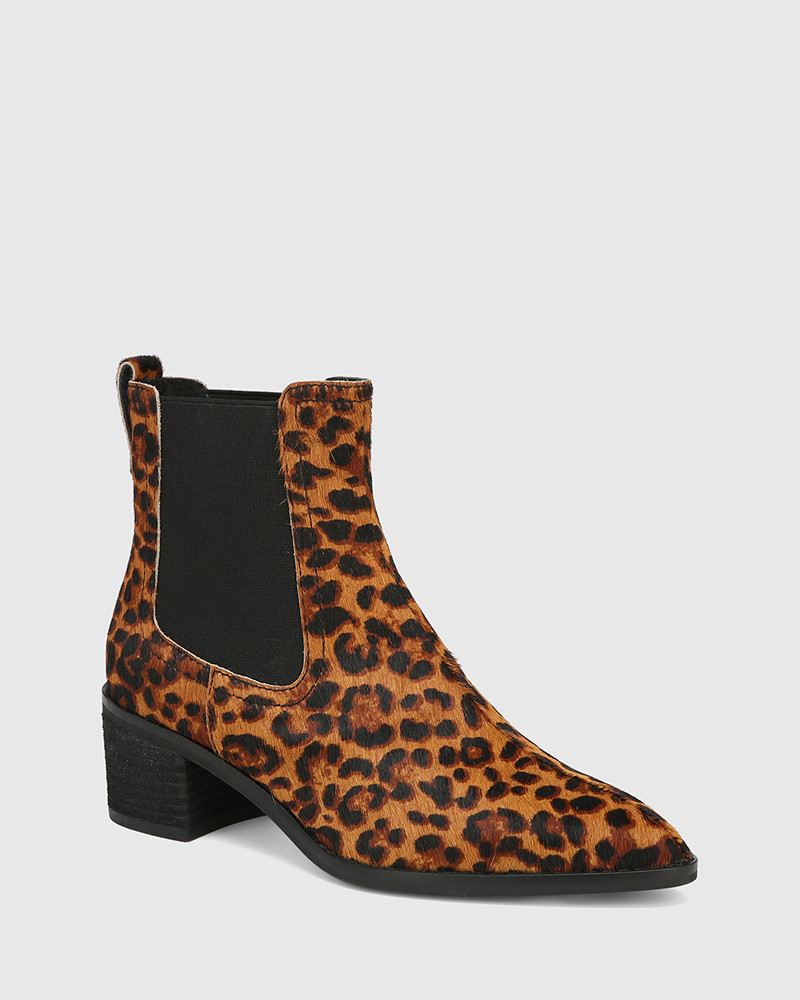 leopard print leather boots