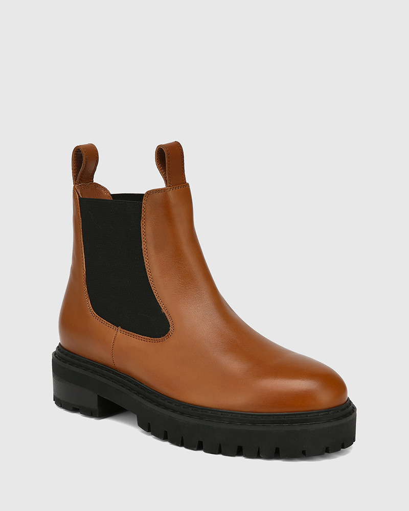 tan leather combat boots