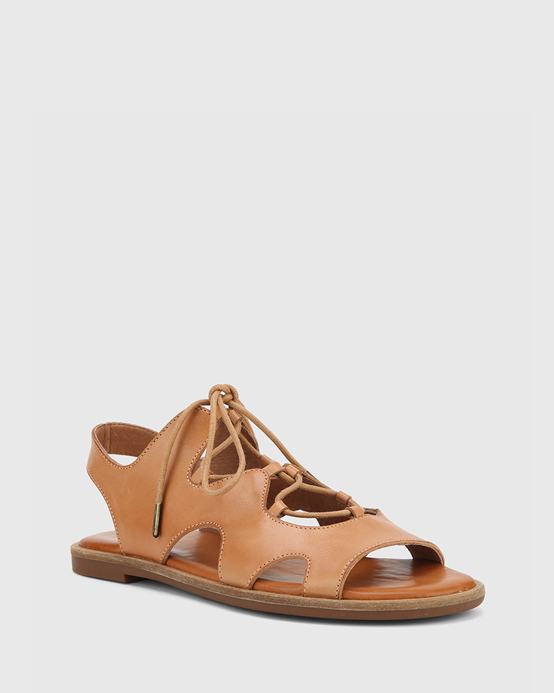 tan sandals lace up