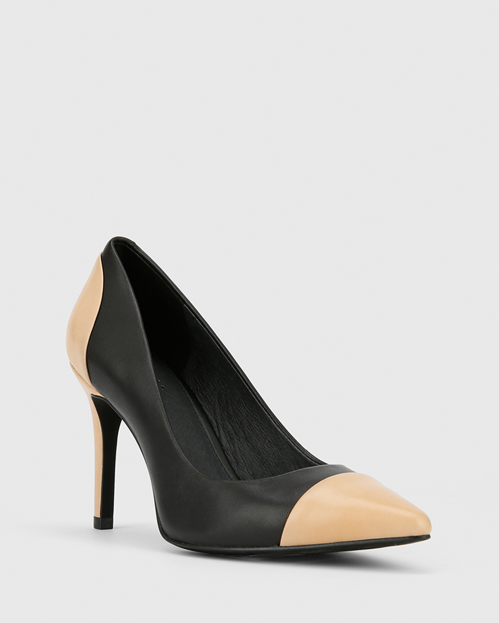 black pointed toe stiletto heels