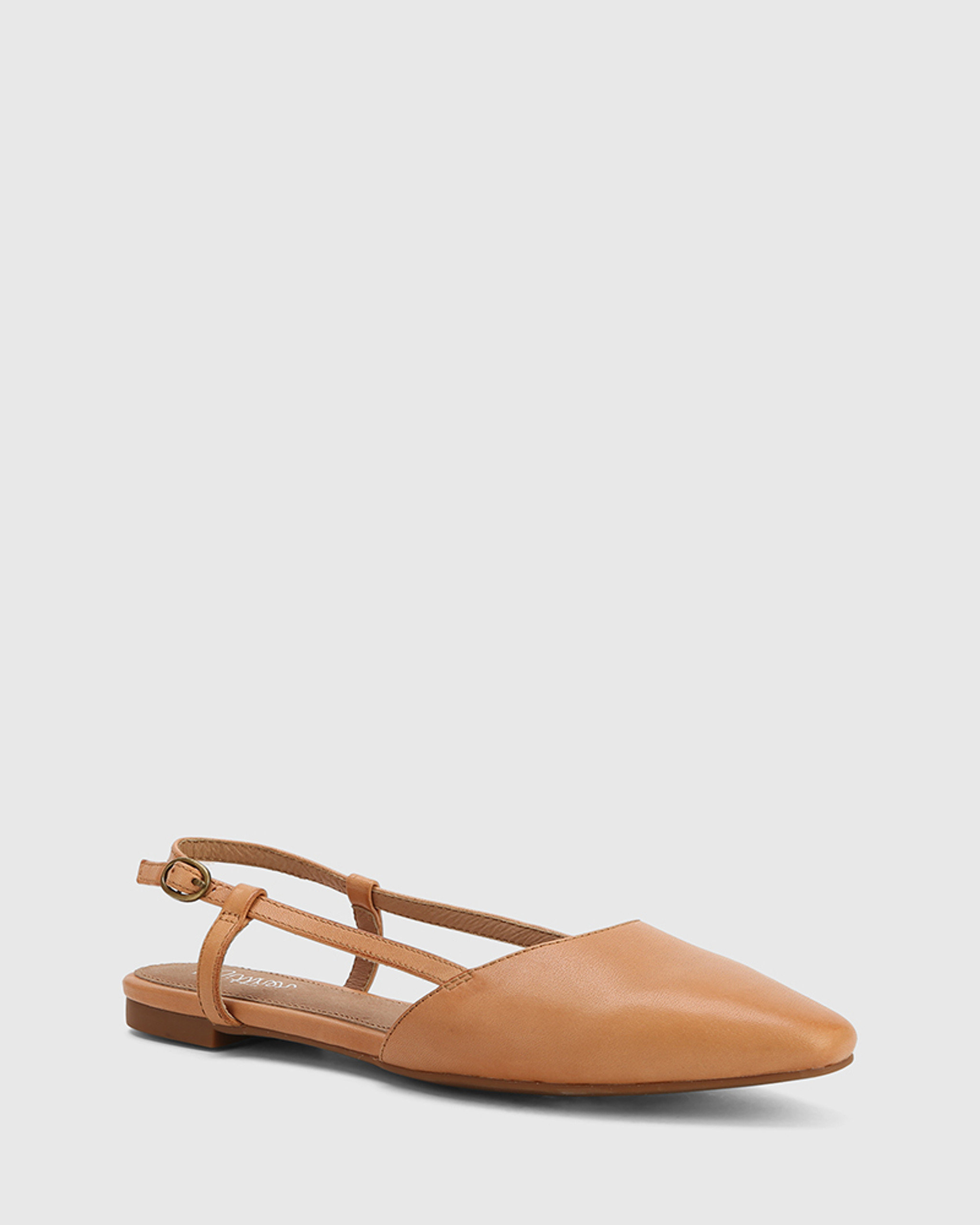 Edelpha Tan Leather Flat Slingback Sandal