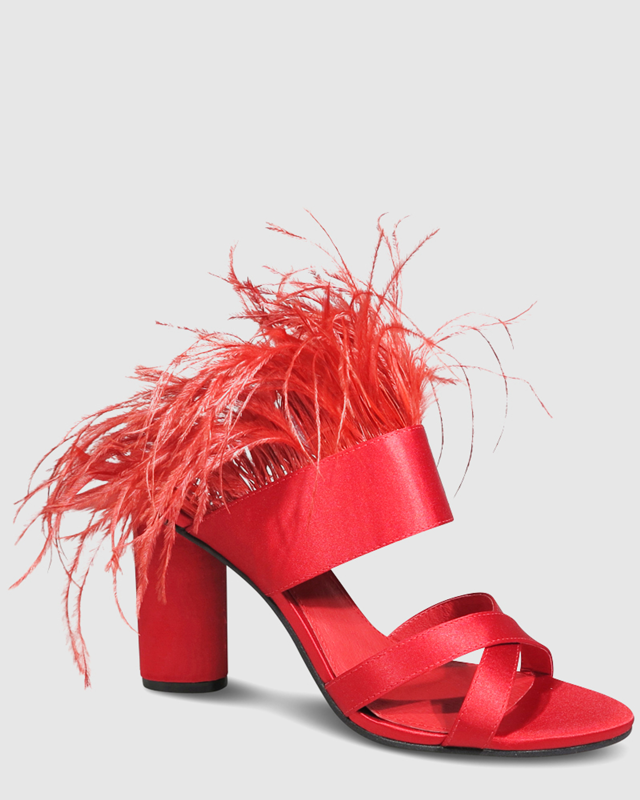 feather open toe heels