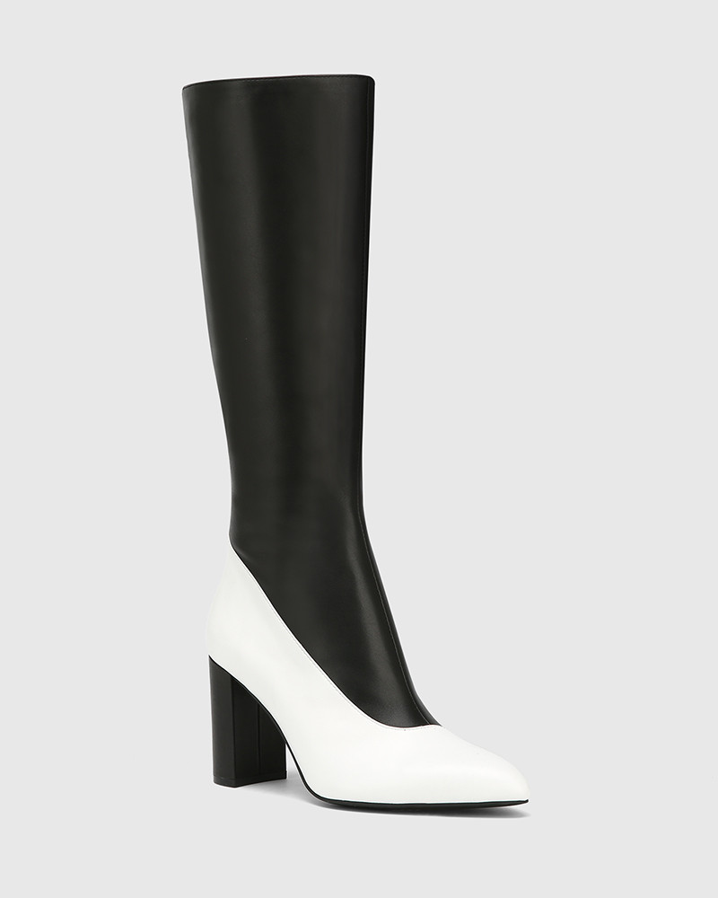 white block heel boots