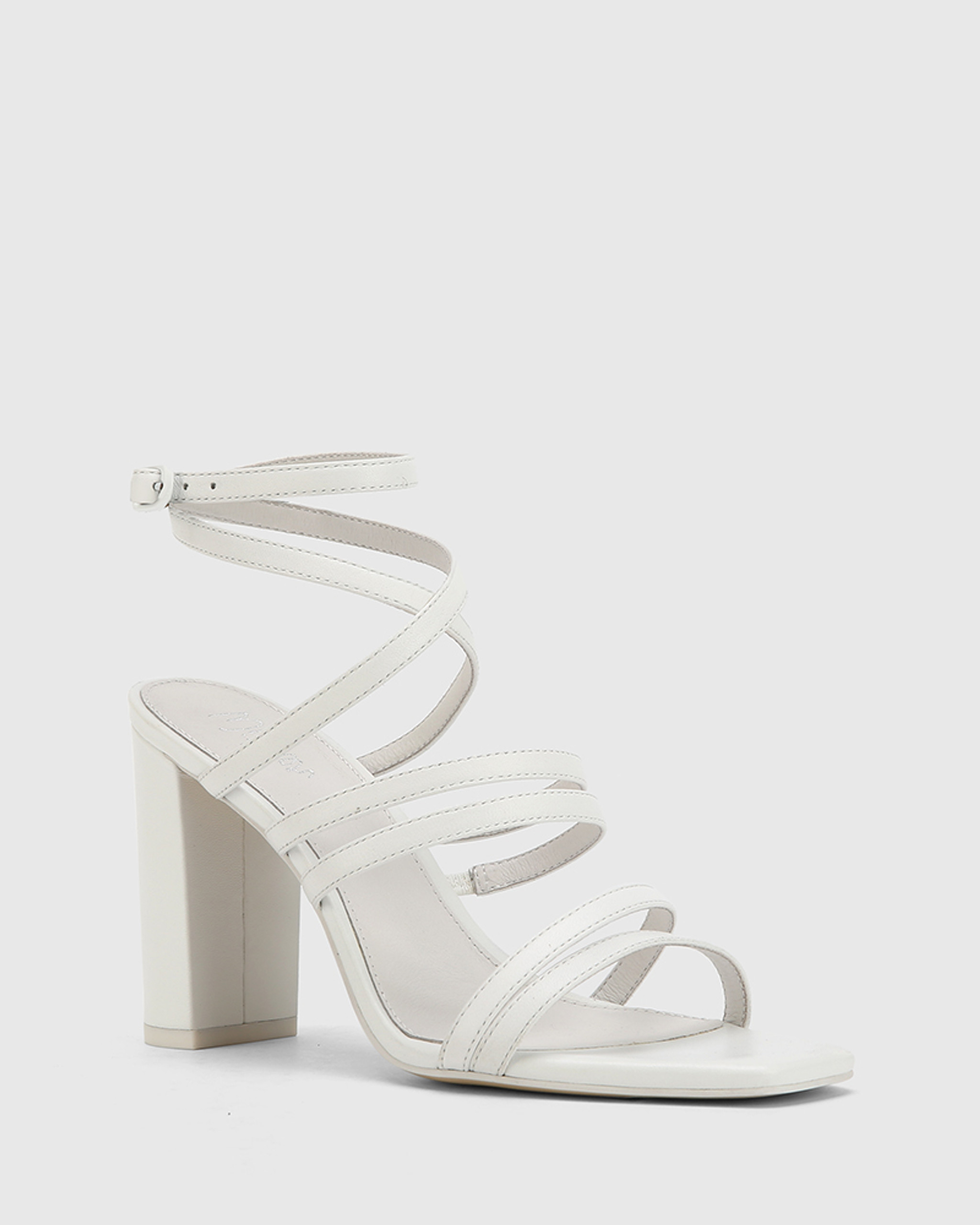 white block strappy heels