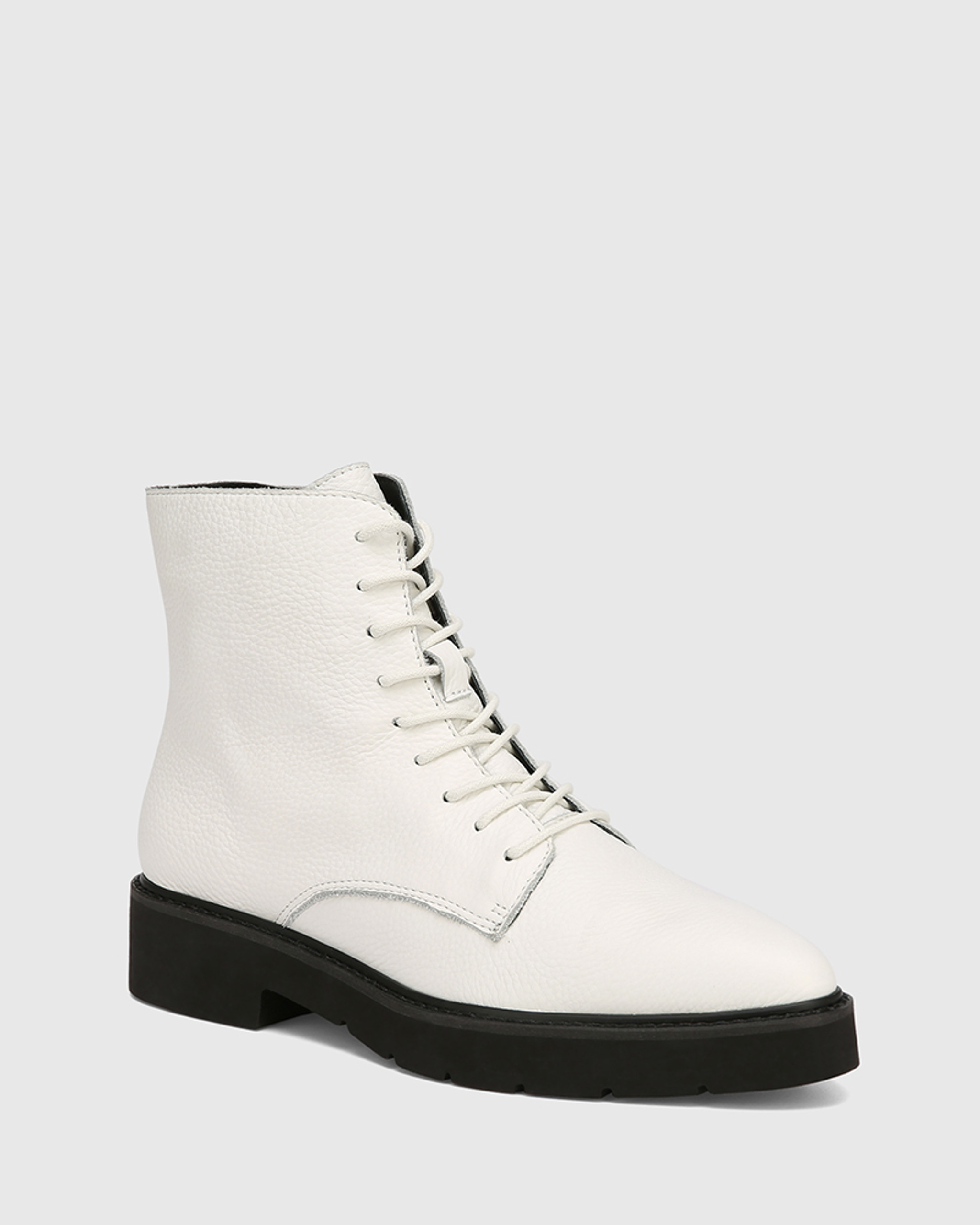 white slip on combat boots