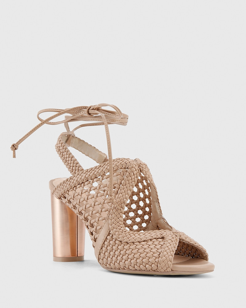 nude sandals block