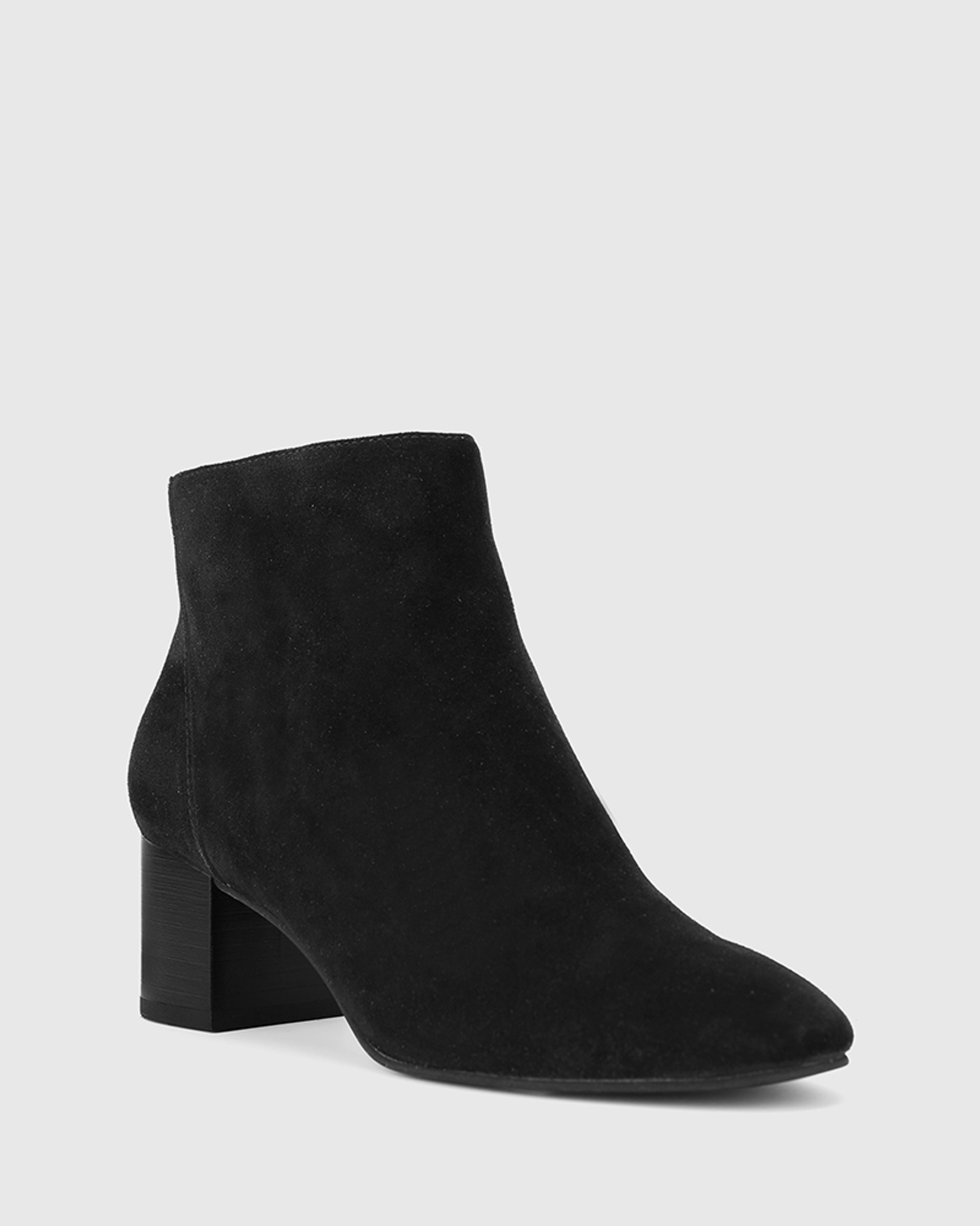 flat black suede ankle boots