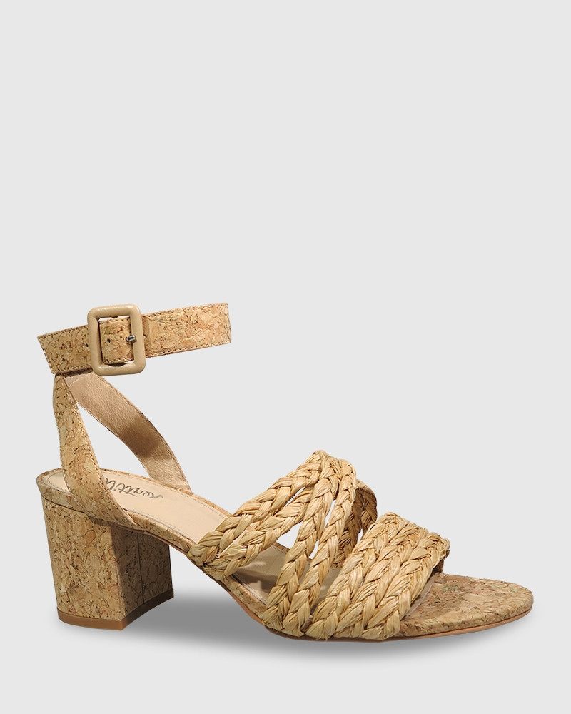 raffia sandals heels
