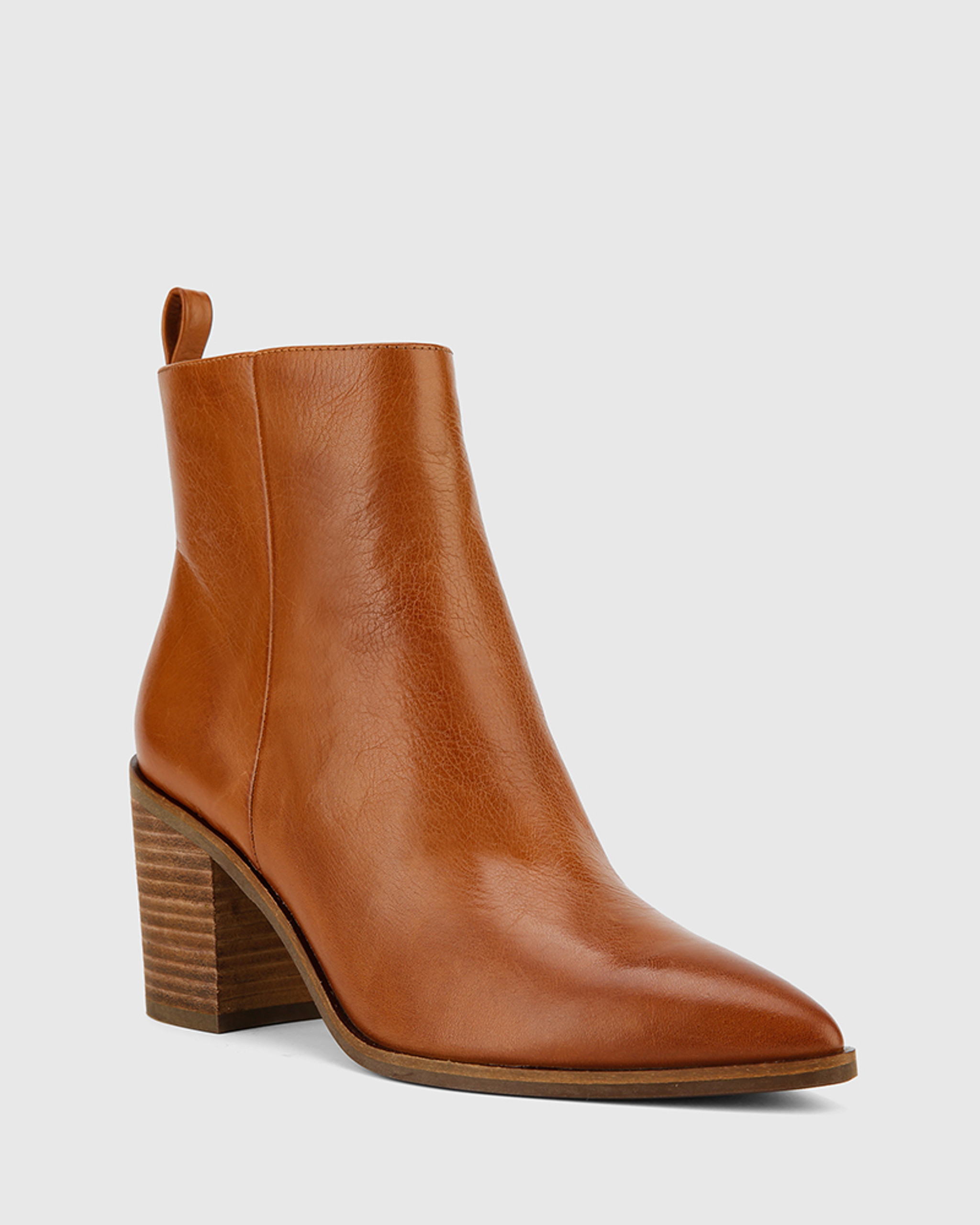cognac ankle boots