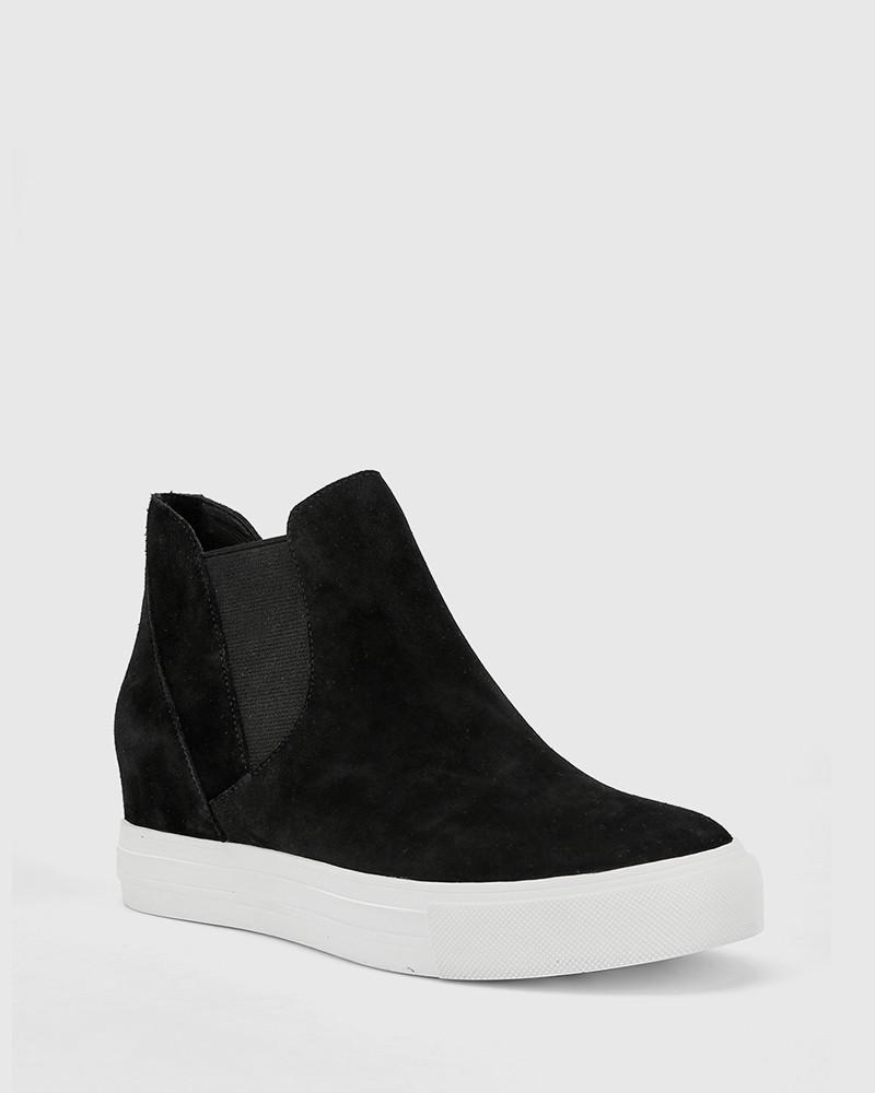 black suede slip on sneakers