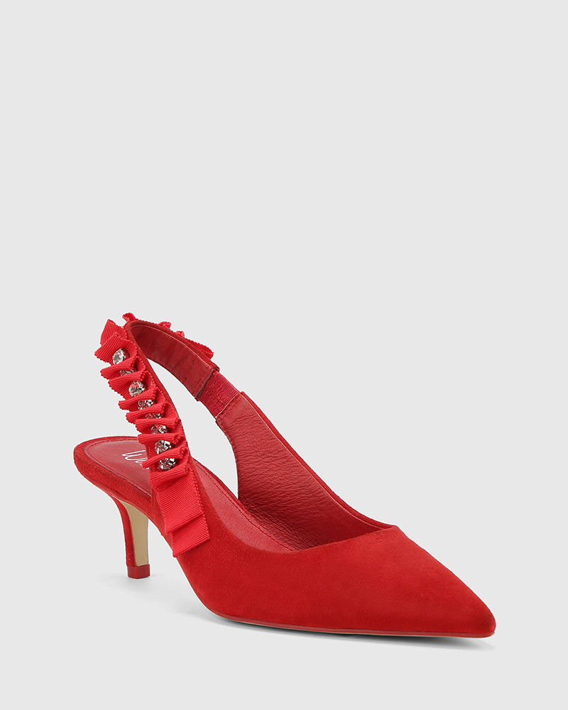 pointed toe slingback kitten heels