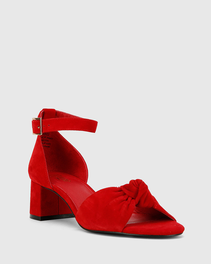 red suede block heels