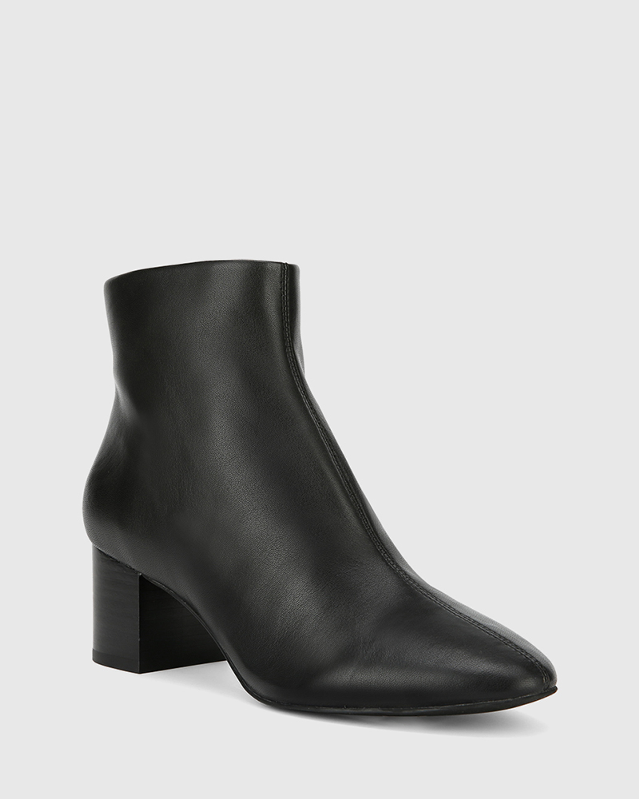 black leather block heel boots