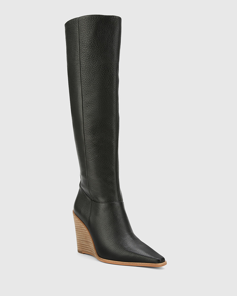 long wedge heel boots