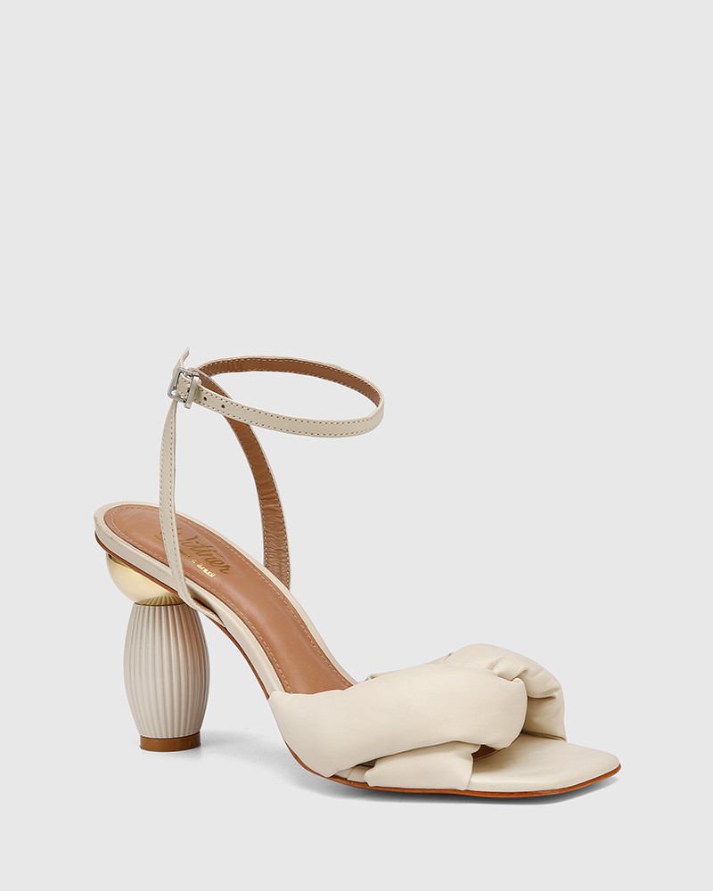 Valko Bone Leather Sculptured Heel Sandal