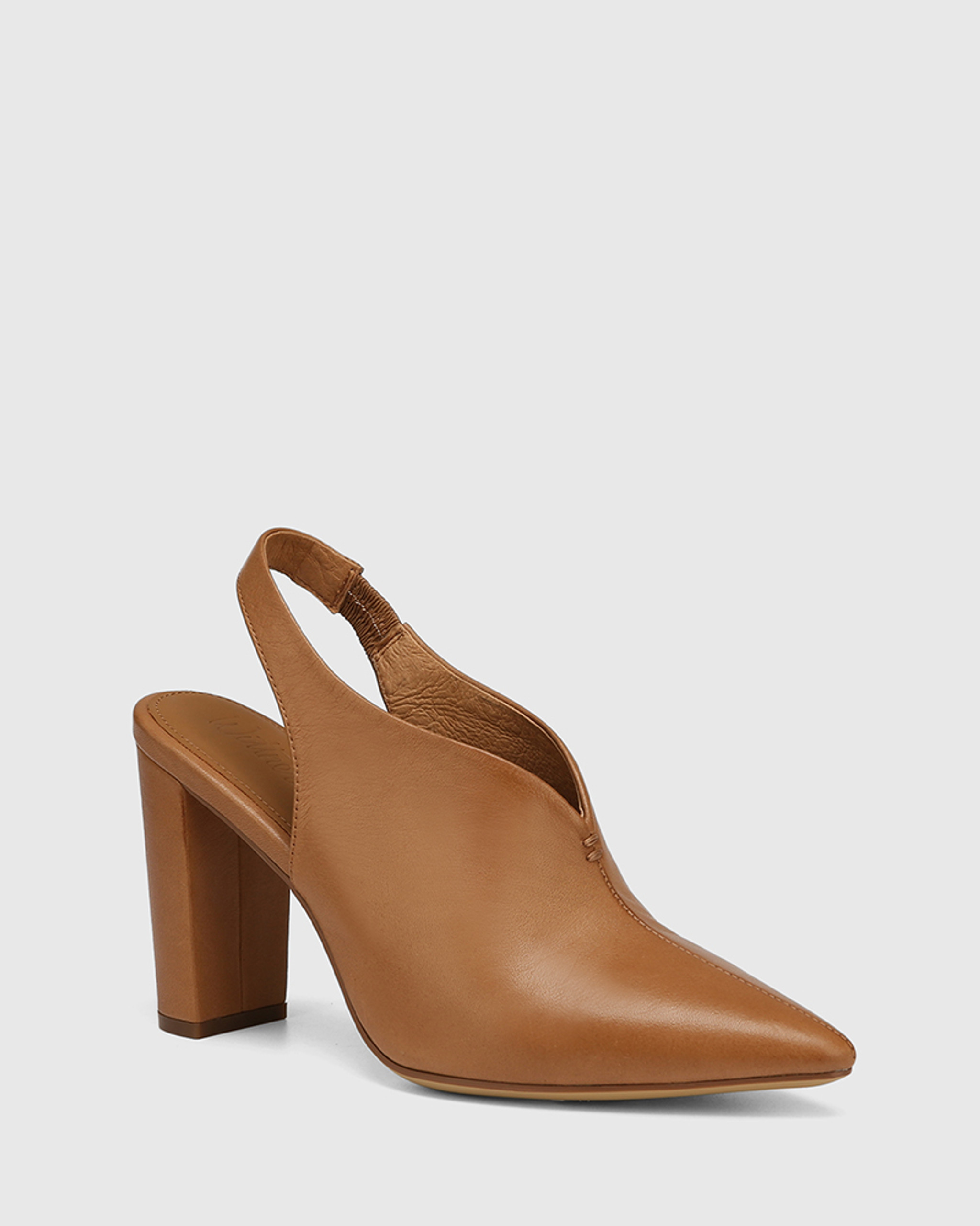 two tone block heel slingback