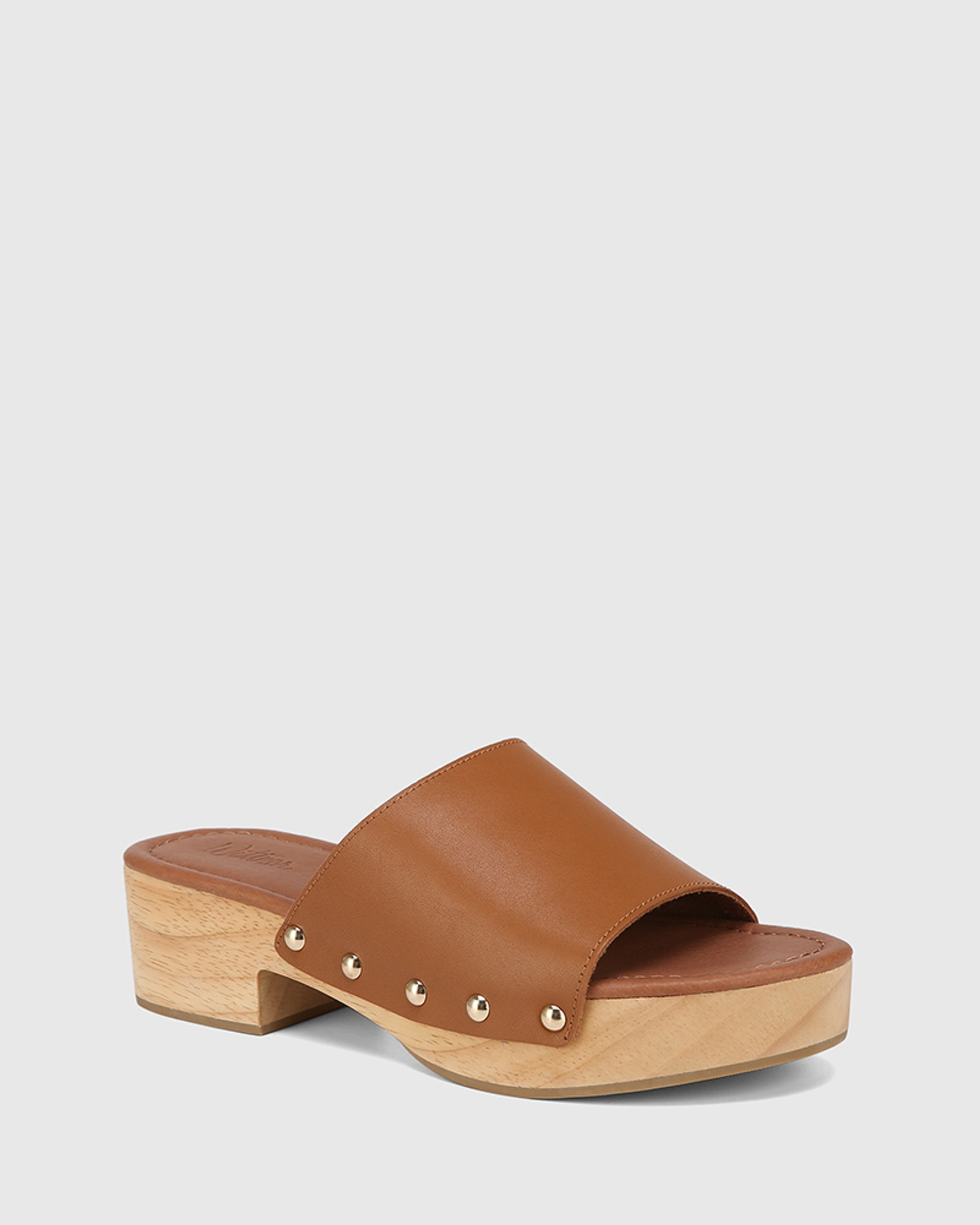 Xenia Tan Leather Flatform Clog