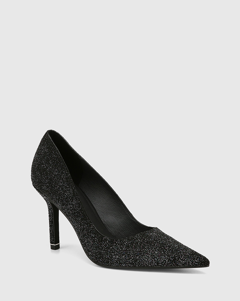 black sparkle pumps