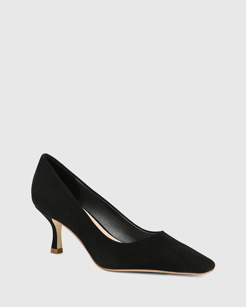 Dali Black Suede Leather Stiletto Heel Pump