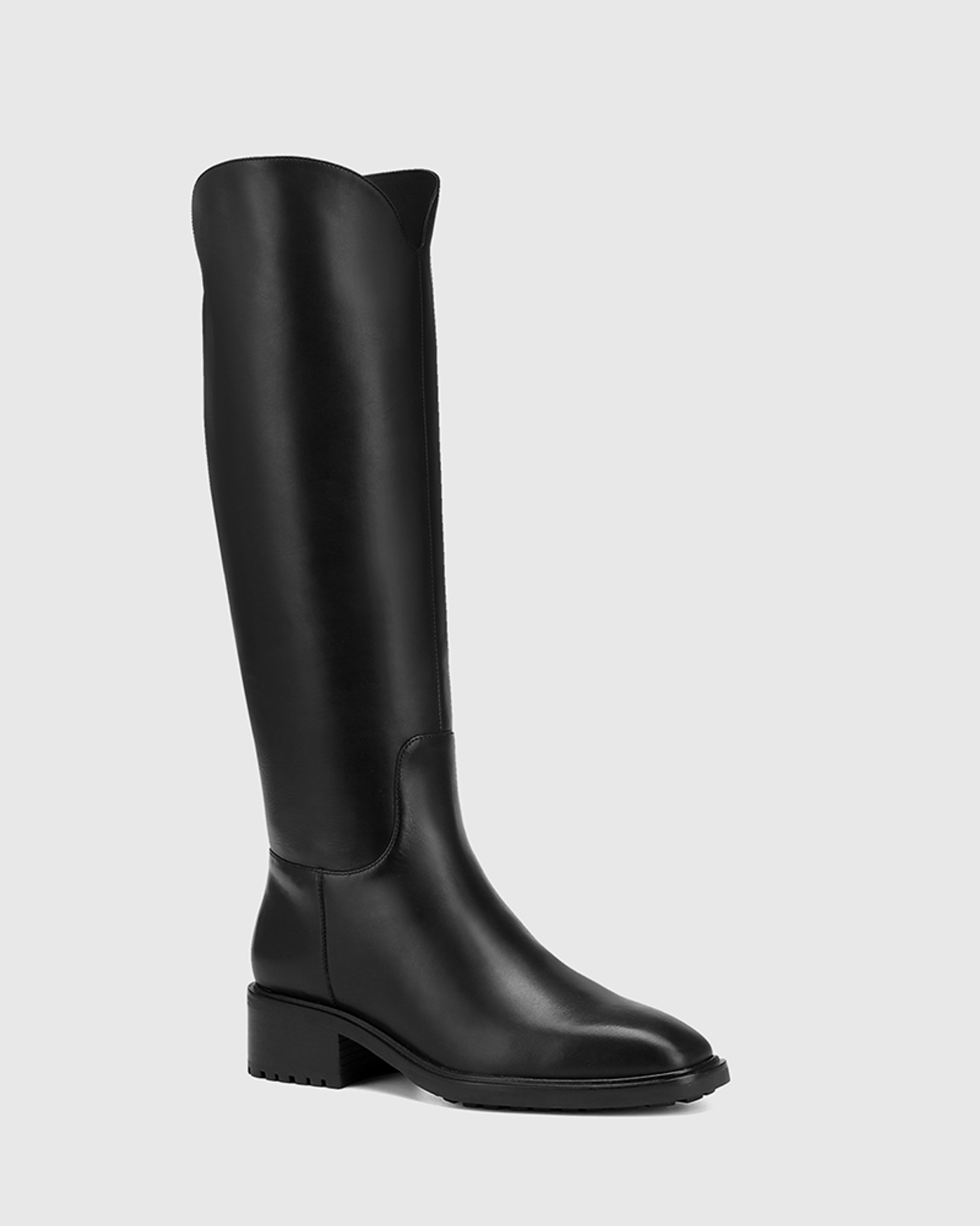 Black leather hot sale pull on boots