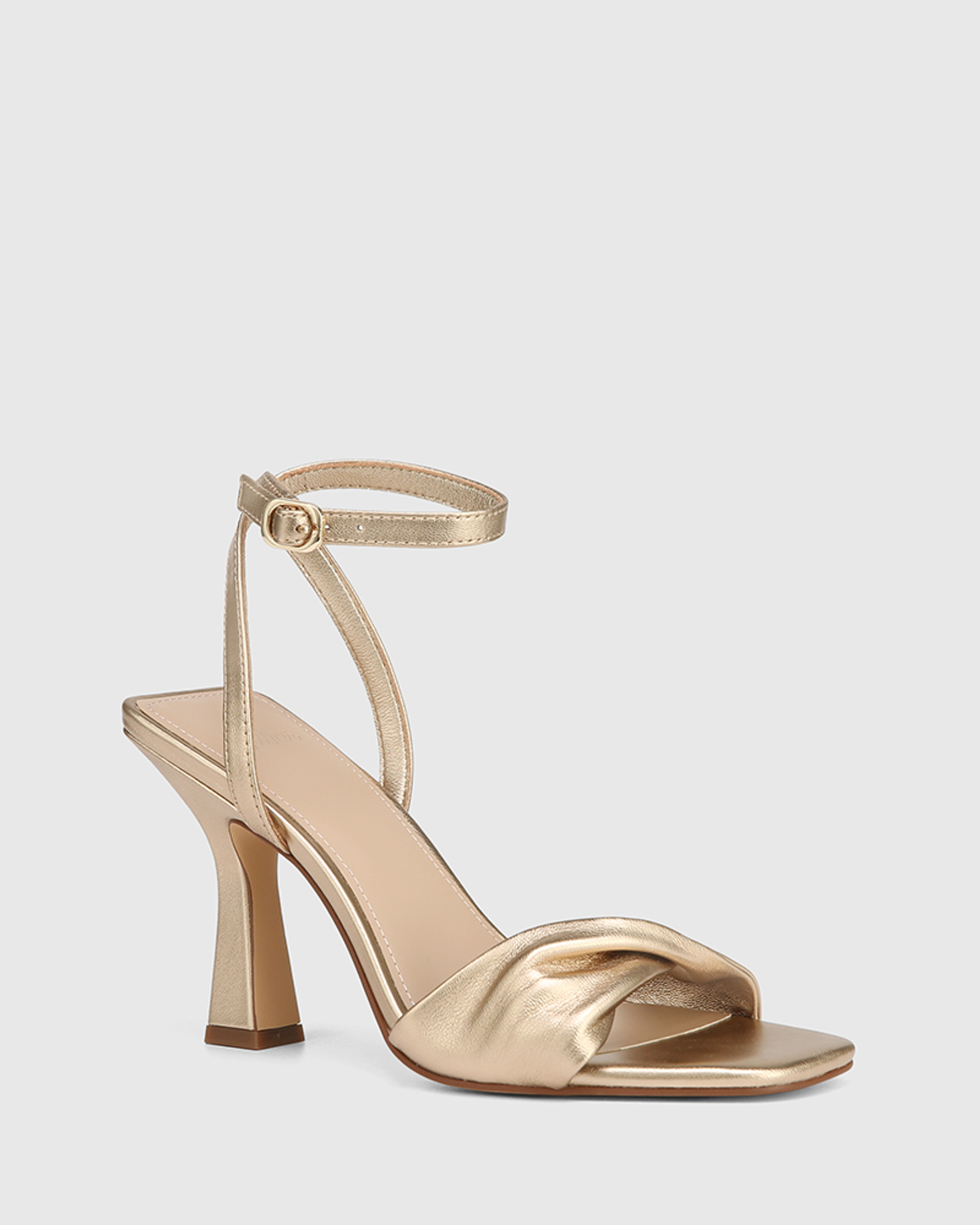 Tinker Champagne Metallic Leather Ankle Strap Sandal