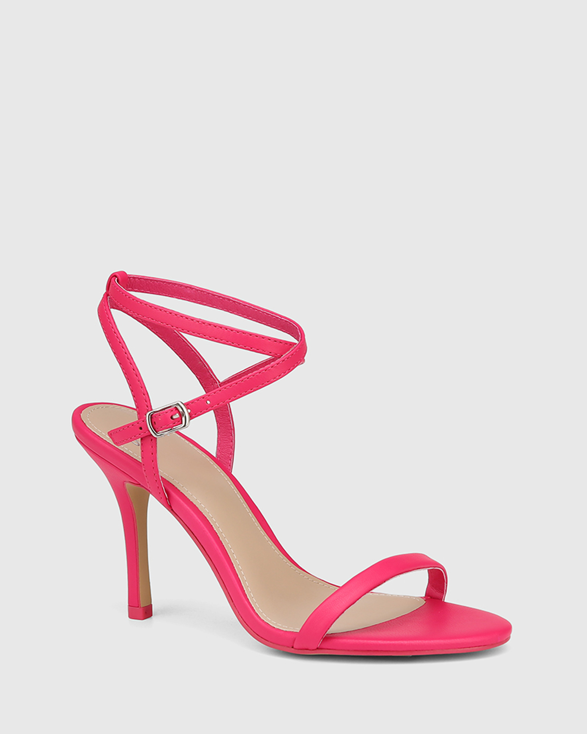 Roseta Hot Pink Leather Stiletto Heel Sandal