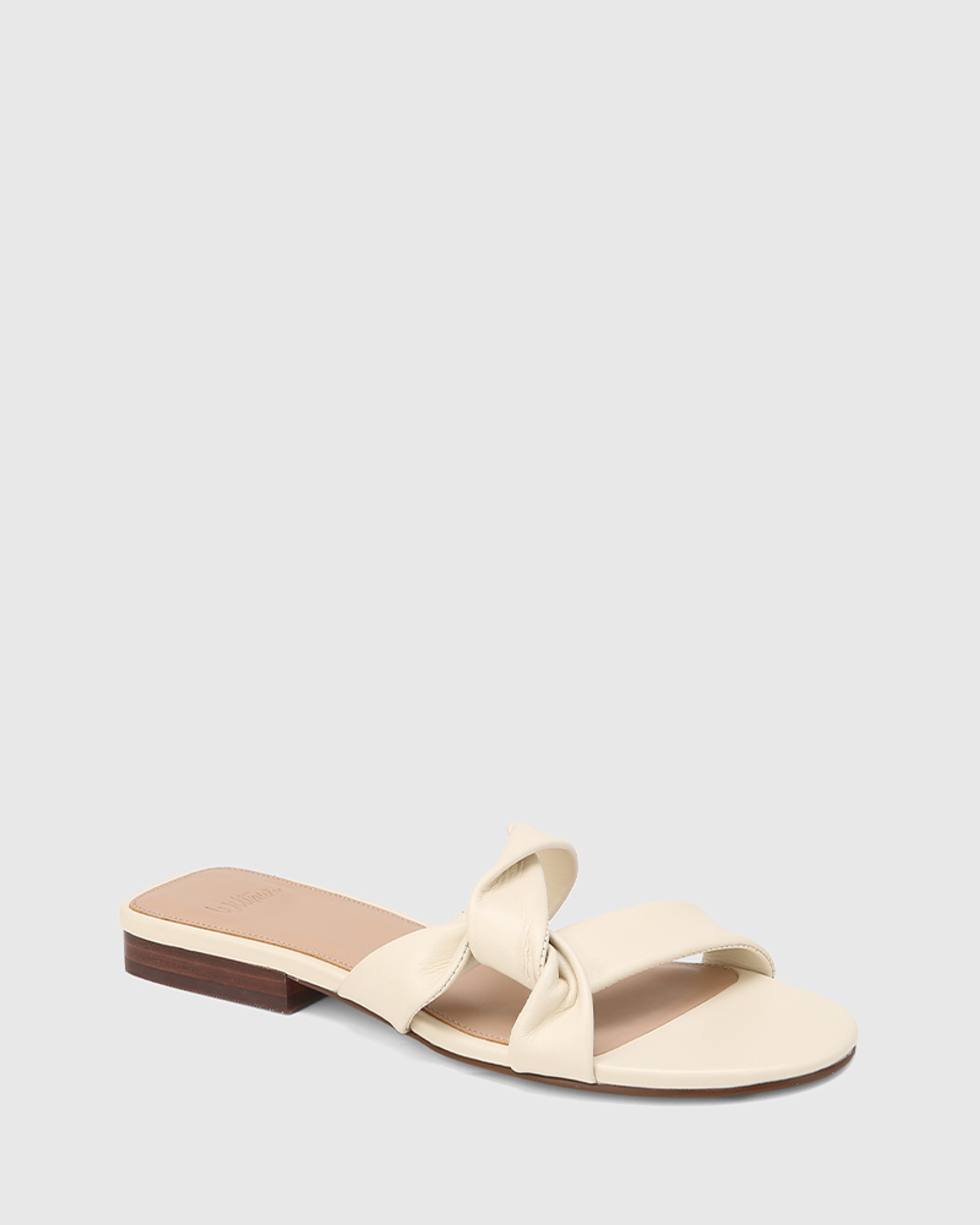 Adele Ivory Leather Flat Sandal