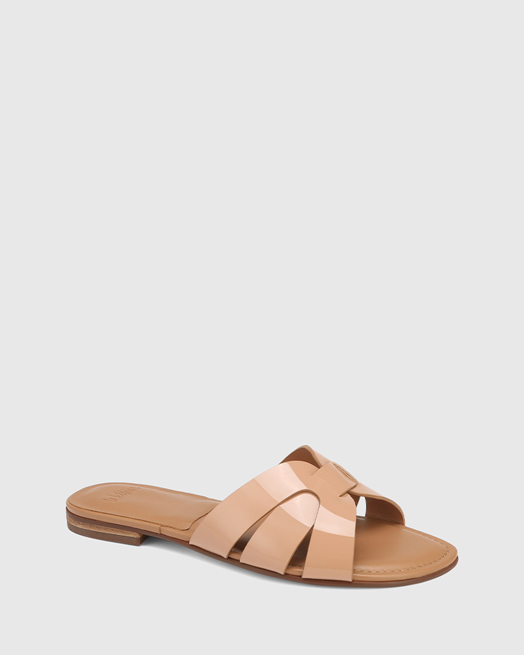 Woman's sandal in tan brown leather with strap, platform and wedge heel 12