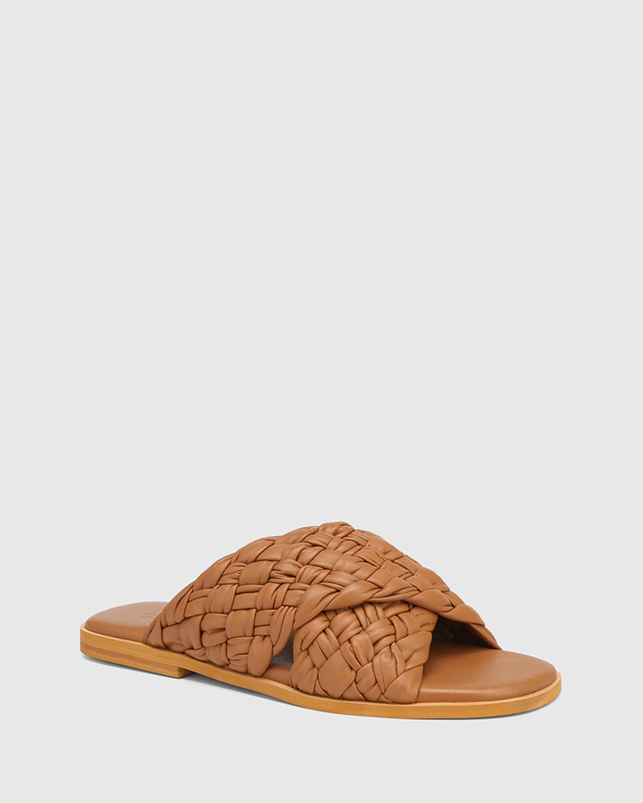 Danim Tan Woven Leather Flat Sandal