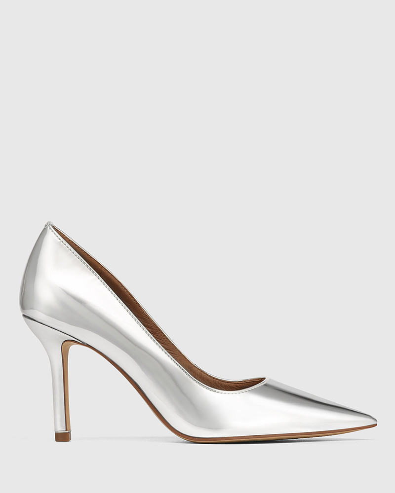 Quendra Silver Mirror Patent Stiletto Heel Pump