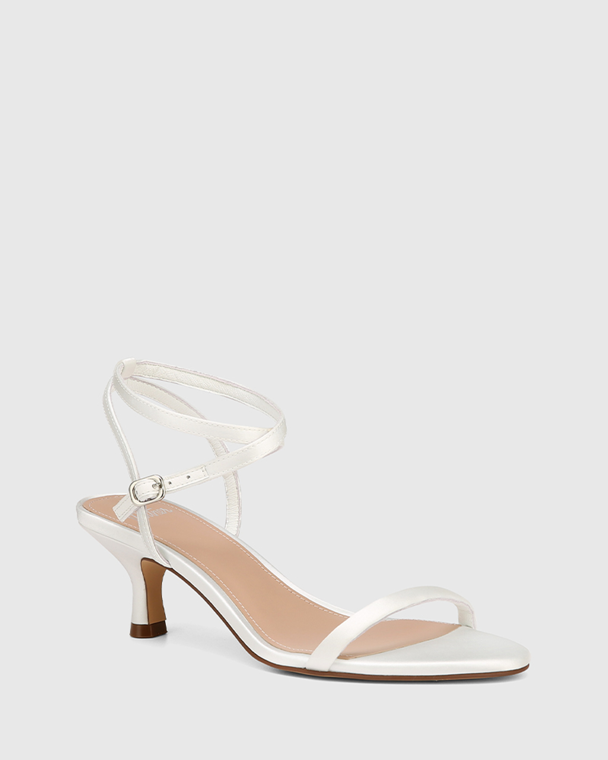 Be Mine Bridal Runi heeled sandals with twist embellishment in ivory satin  | ASOS